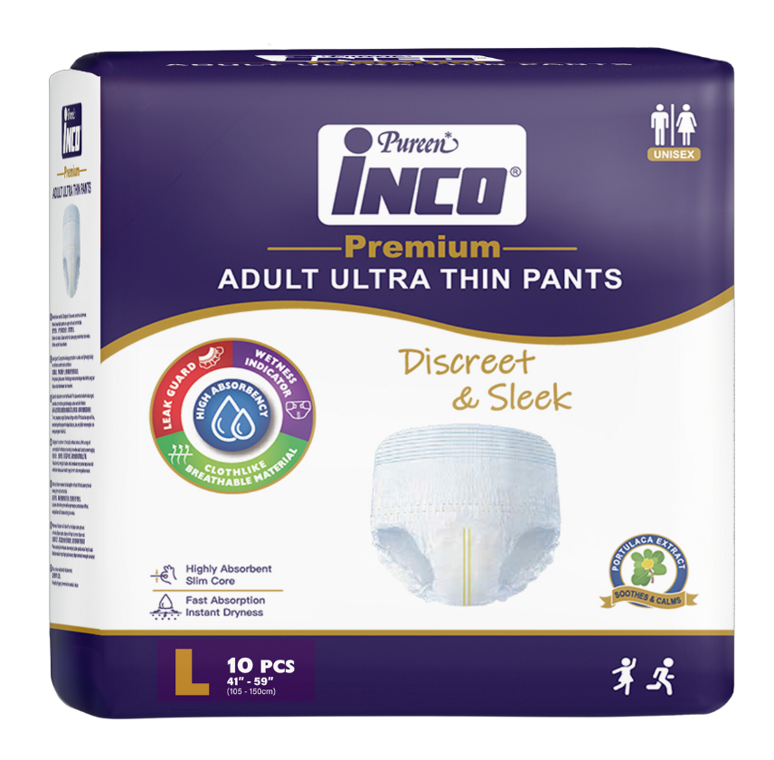 Pureen INCO Premium Adult Ultra Thin Pants (Large) 10's