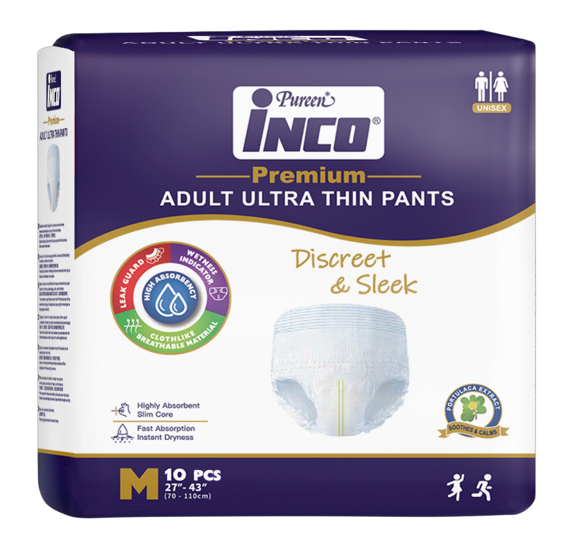 Pureen INCO Premium Adult Ultra Thin Pants (Medium) 10's